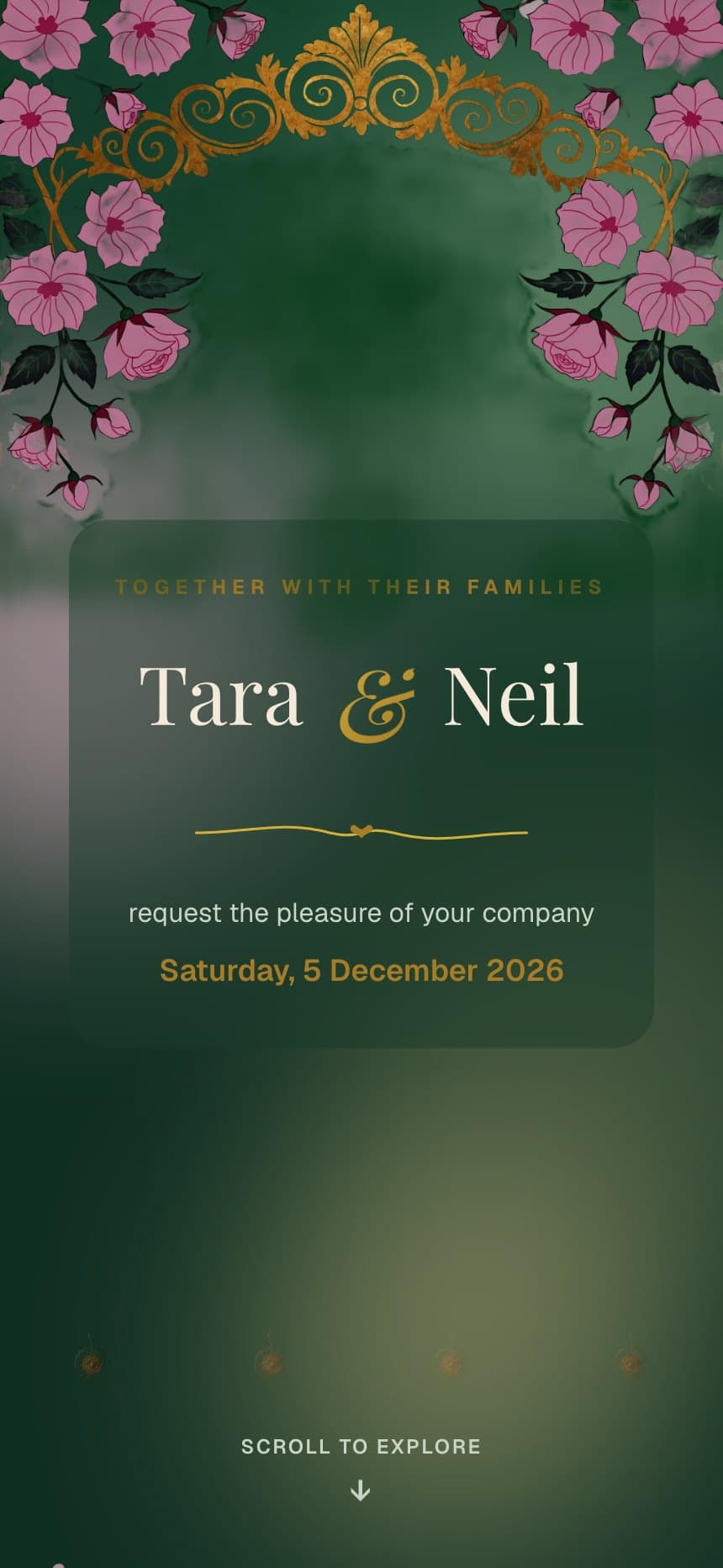 Emerald Garden wedding invitation for Tara & Neil