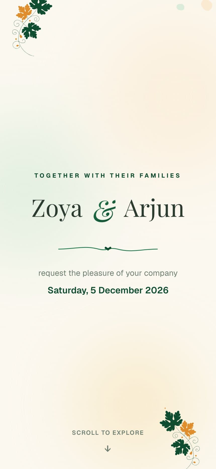 Kashmiri Garden wedding invitation for Zoya & Arjun