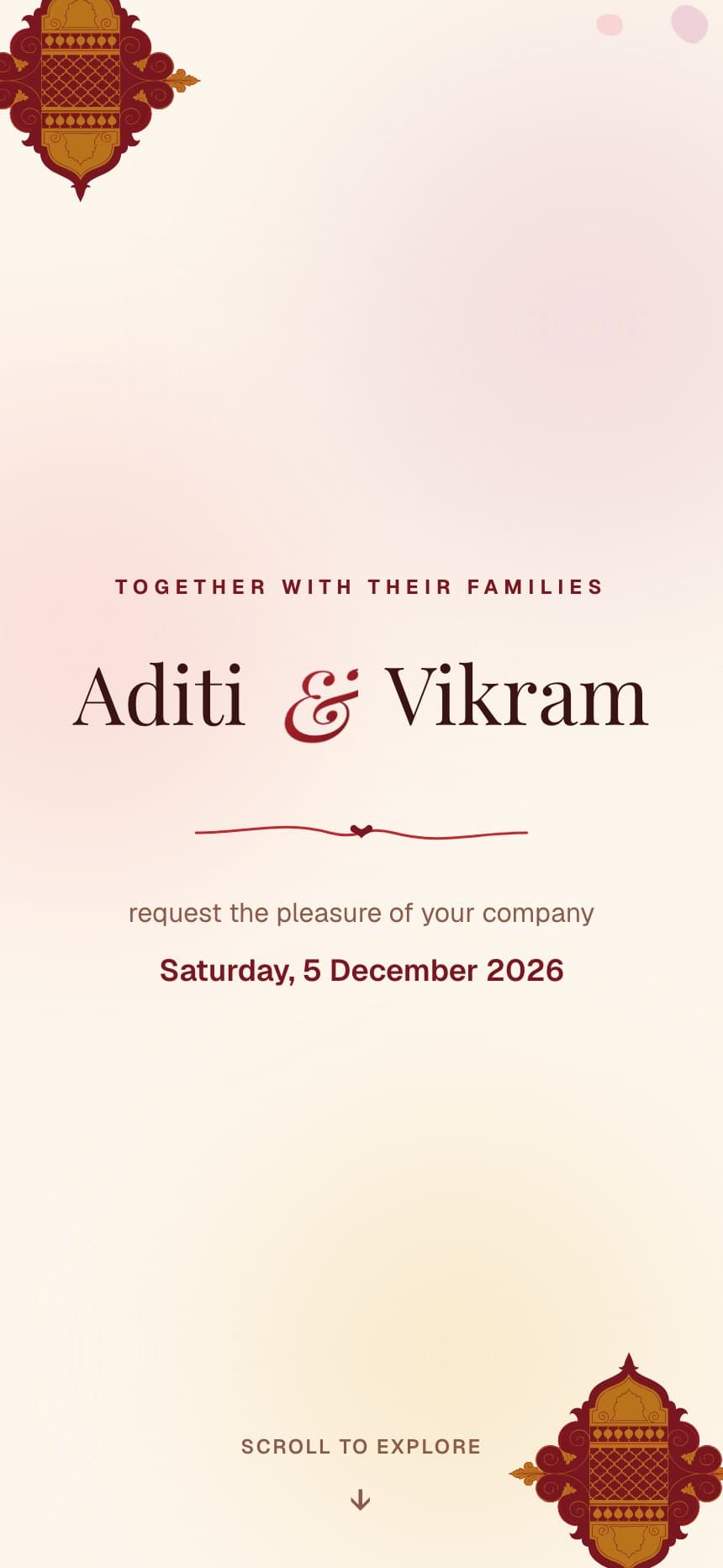 Rajasthani Royal wedding invitation for Aditi & Vikram