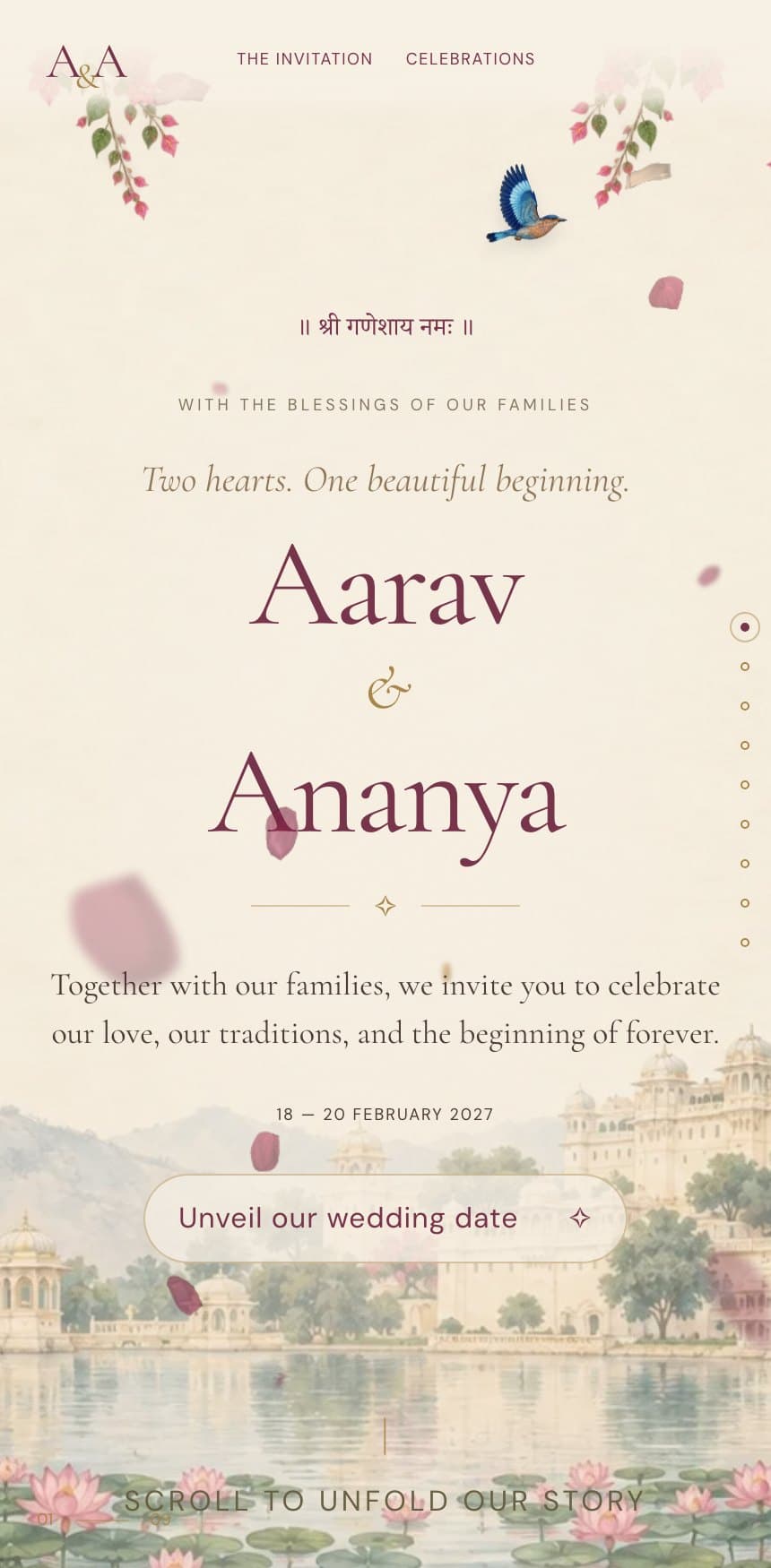Royal Celebration wedding invitation for Aarav & Ananya