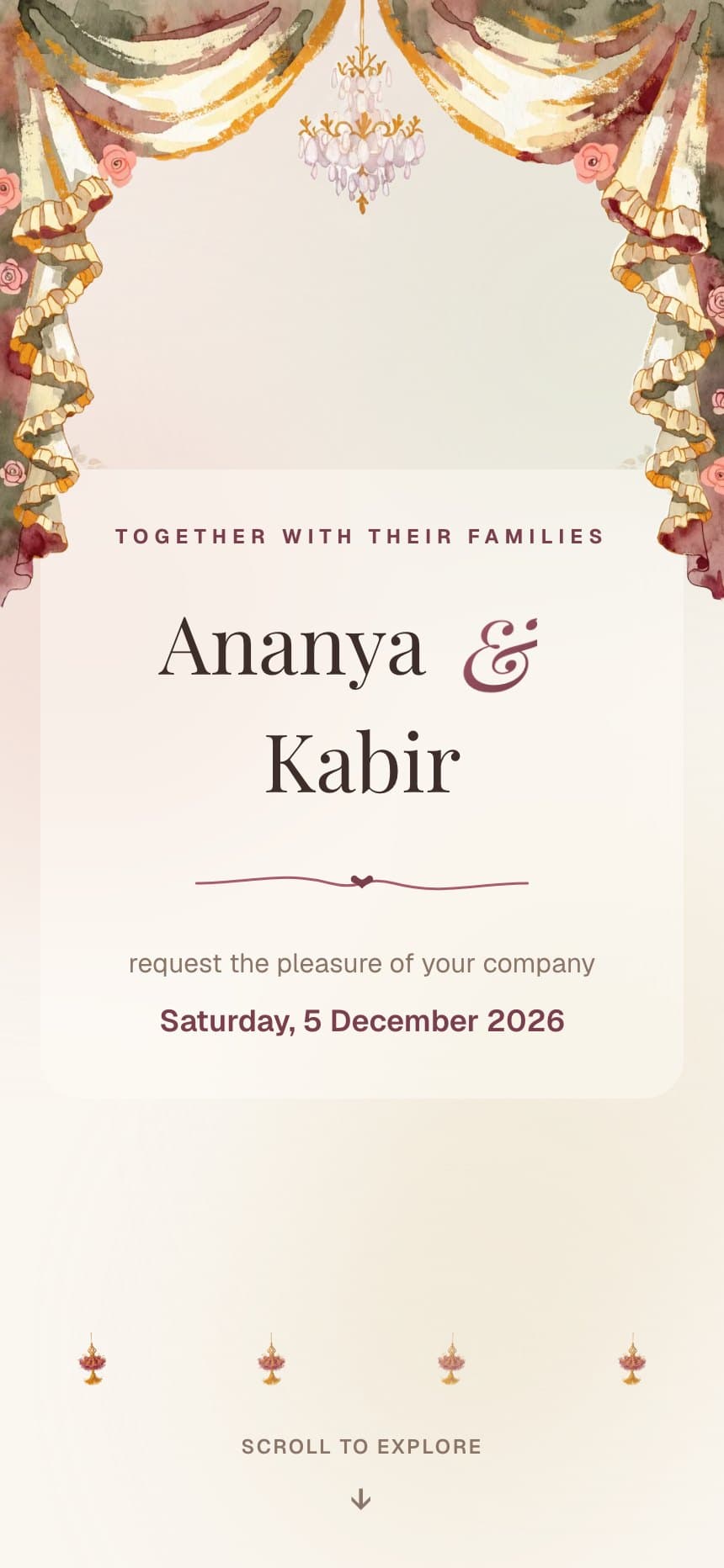 Royal Palace wedding invitation for Ananya & Kabir